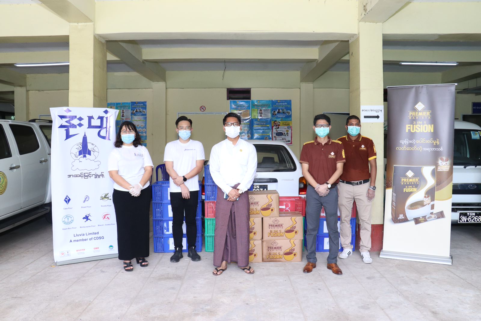 Premier and Diamond Star donated coffee, breads and cakes to Yangon Regional department of Public Health